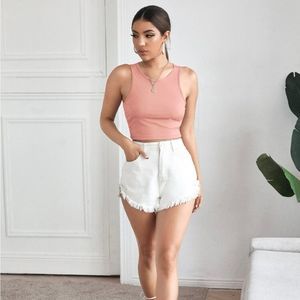 Seamless Rib-knit Sports Cropped Tank Top Size M